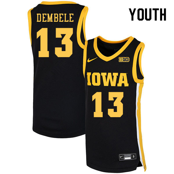 Youth #13 Ladji Dembele Iowa Hawkeyes College Basketball Jerseys Stitched Sale-Black